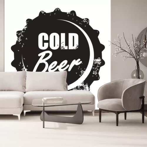 Sticker Minimalistische illustratie van een bierdop met letters