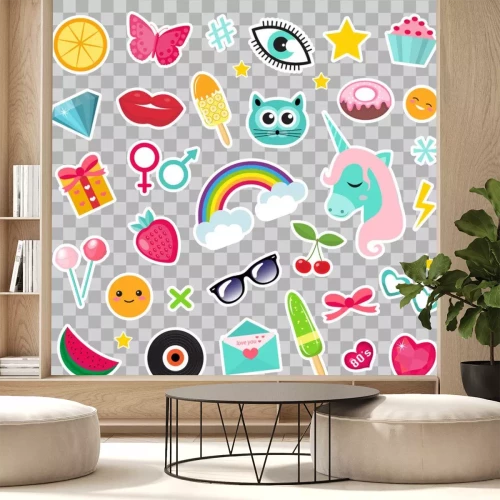 Sticker Regenboog eenvoudige afbeeldingen met verschillende thema's