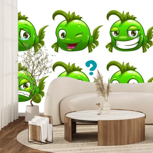 Sticker Grappige cartoon groene vis