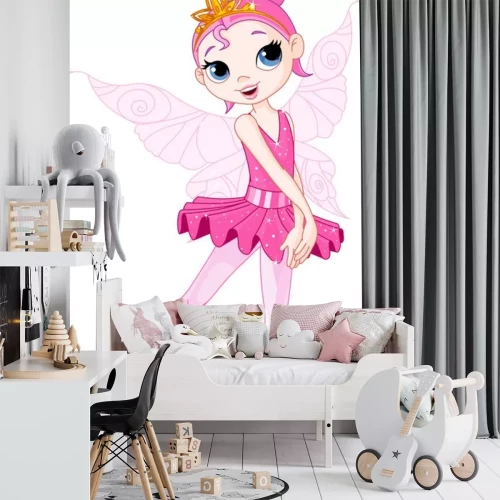 Sticker Roze gevleugelde sprookjesballerina in een tiara