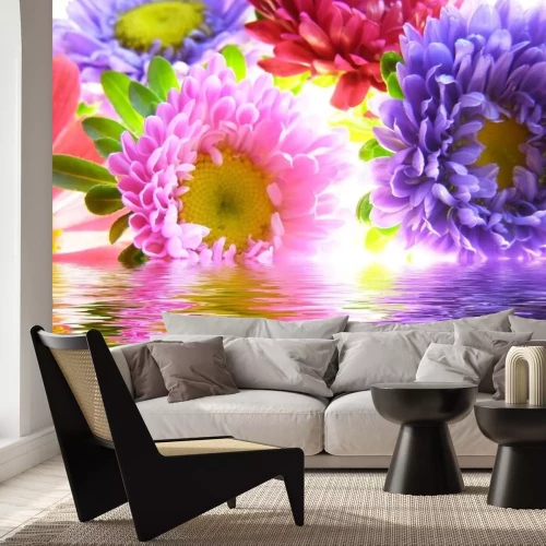 Sticker Kleurrijke bloemen in het water