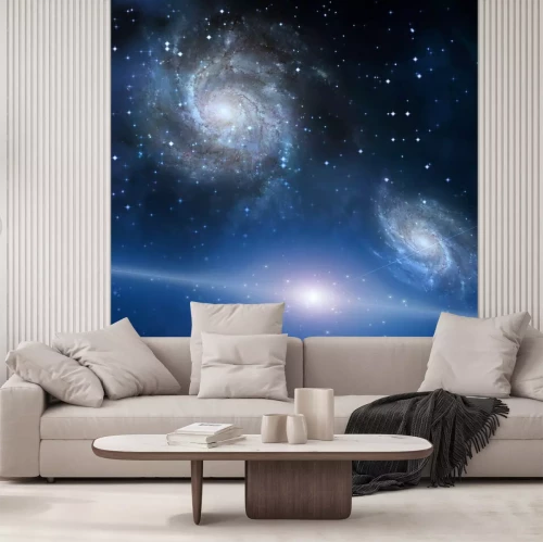 Fotobehang Witte nevels op achtergrond van het heelal