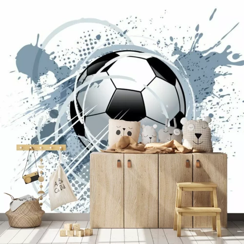 Sticker voetbal op een gekleurde achtergrond