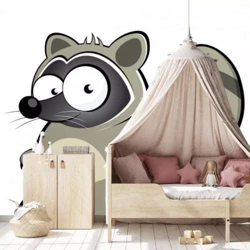 Sticker Grijze wasbeer met grote ogen