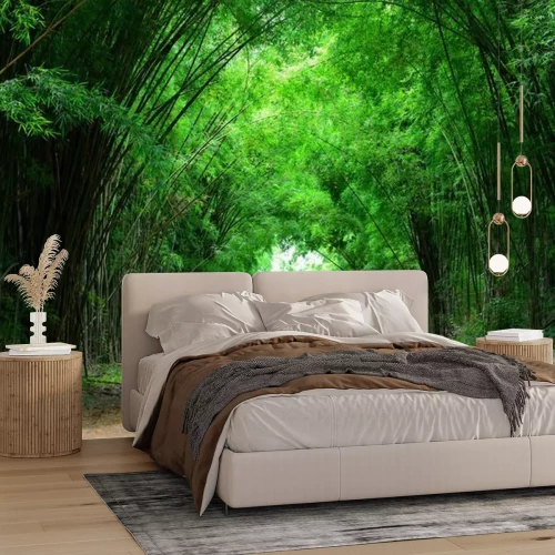 Fotobehang Tunnel van bamboe bomen