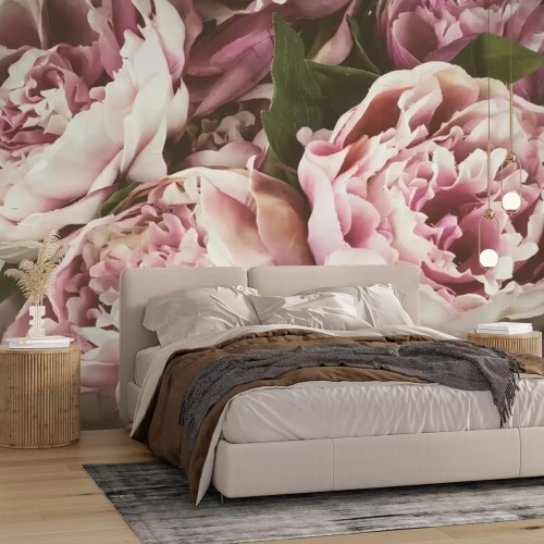 Fotobehang Pioenroos op een retrofoto