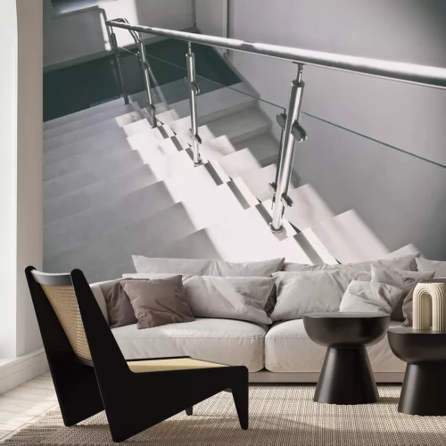 Sticker Grijze betonnen trap