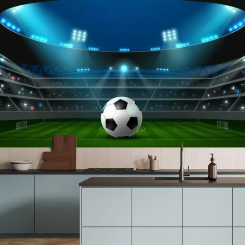 Fotobehang De bal op het stadionveld