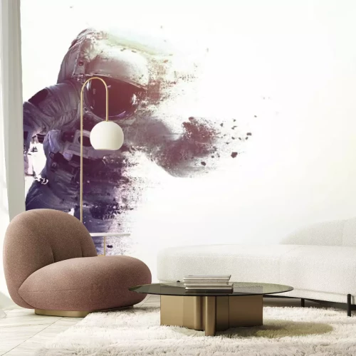 Fotobehang Abstracte kosmonaut op een witte achtergrond