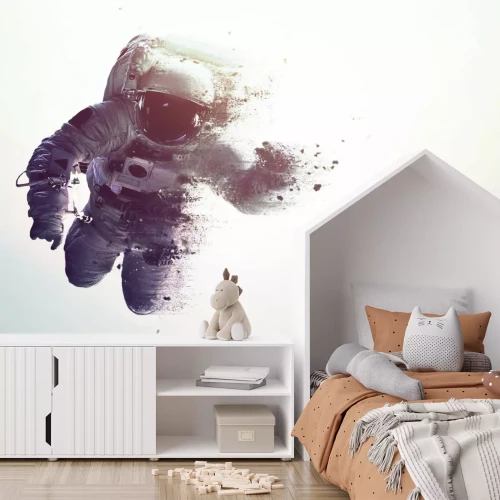 Fotobehang Abstracte kosmonaut op een witte achtergrond