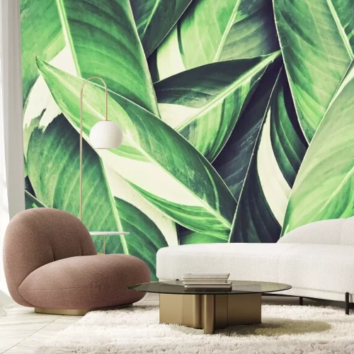 Fotobehang Een hoop bladeren