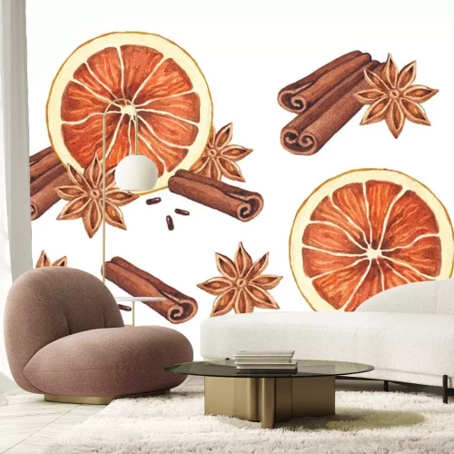 Sticker Aquarel illustratie van Kerst kruiden