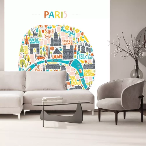 Sticker Handdrawn Paris Kaart