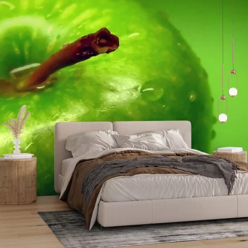 Sticker Groene appel met waterdruppels