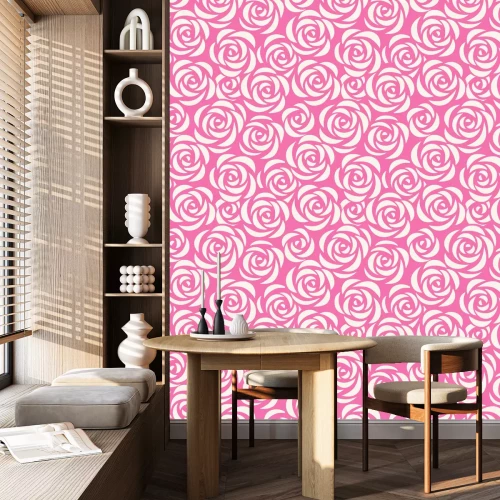 Behang Rozen blauw en hortensia zwarte achtergrond