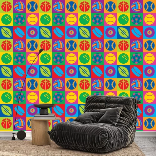 Behang Pop Art Sport Balls