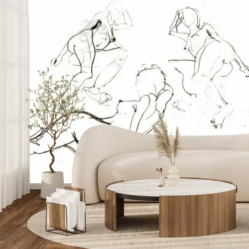 Sticker Tekeningsbeeld van de hand. Scan van schets naakte vrouwen