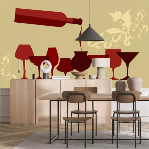 Sticker giet wijn in wijnglazen