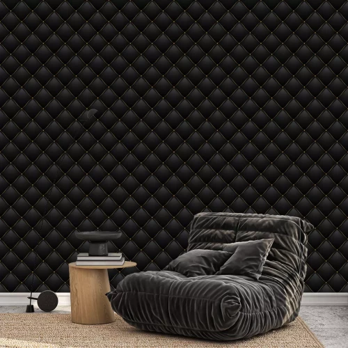 Behang Gewatteerde zwarte textuur