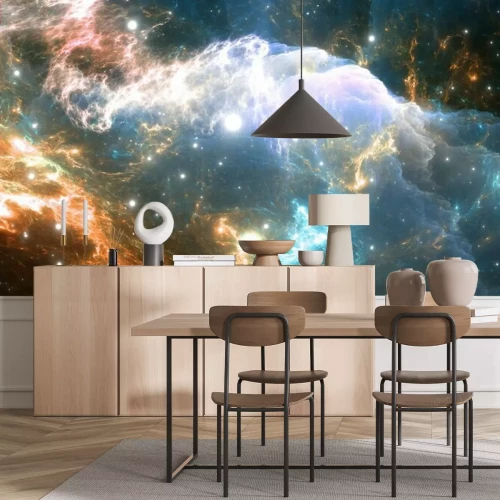 Fotobehang Gloeiende Space Nebula. Detail