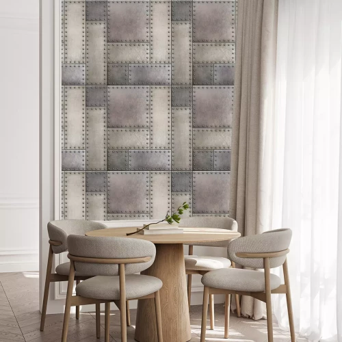 Behang Textuur met metalen elementen