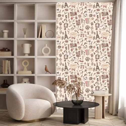 Behang Frankrijk schets, naadloos patroon voor uw ontwerp