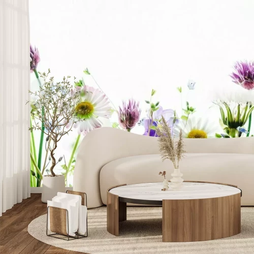 Fotobehang Realistisch patroon van wilde bloemen