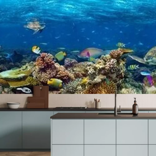 Fotobehang Panorama van koraalrif in de oceaan