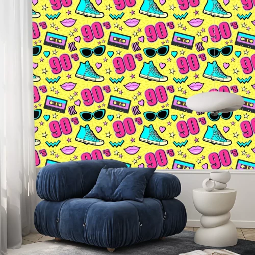 Behang Sneakers, zonnebrillen en opschriften