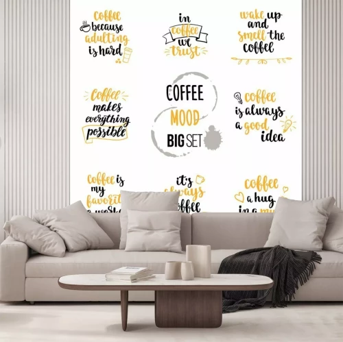 Sticker Een reeks inscripties over koffie