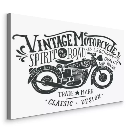 Canvas Retro typografische afbeelding met een motorfiets