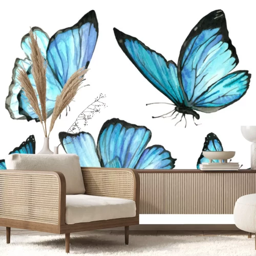 Sticker Tropische vlinders met lichtblauwe vleugels