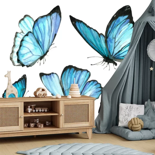 Sticker Tropische vlinders met lichtblauwe vleugels