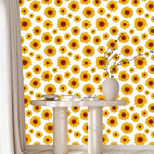 Behang Naadloze vector patroon met zonnebloemen