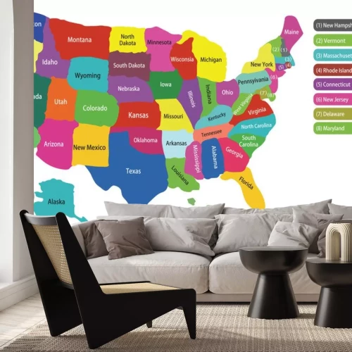 Sticker Kaart van de VS met staten