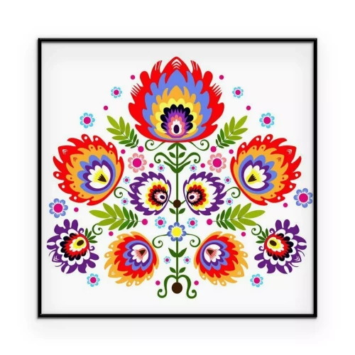 Poster ludowy WZOR - kwiaty