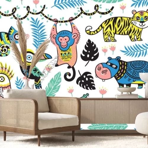 Sticker Jungle bewoners originele illustratie met dieren