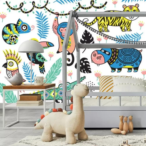 Sticker Jungle bewoners originele illustratie met dieren
