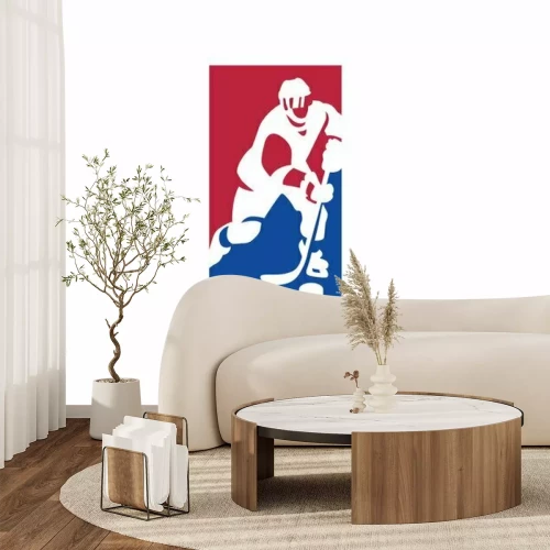 Sticker IJshockey speler silhouet Logo vector. Sport icon