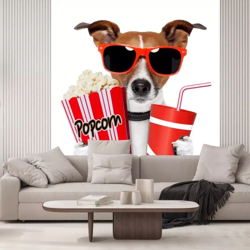Sticker hond kijken van een film
