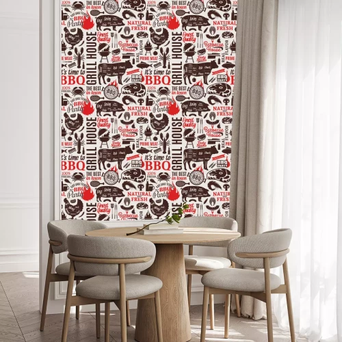 Behang Typografisch vector barbecue naadloze patroon of achtergrond