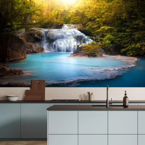 Fotobehang Kleine waterval in de jungle