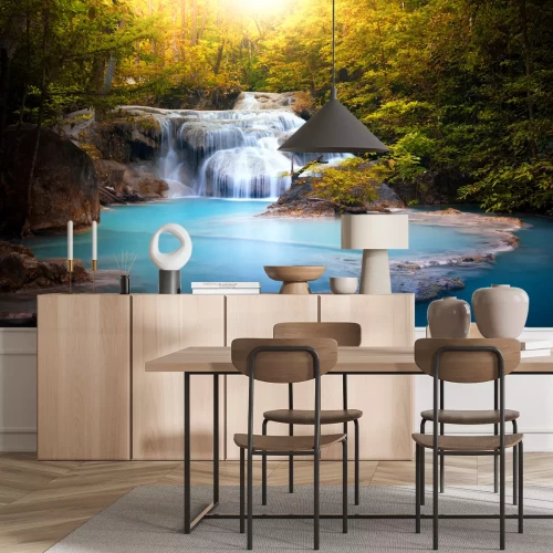 Fotobehang Kleine waterval in de jungle