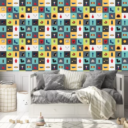 Behang Vechtsporten kleur flat set iconen voor web en mobiele apparatuur