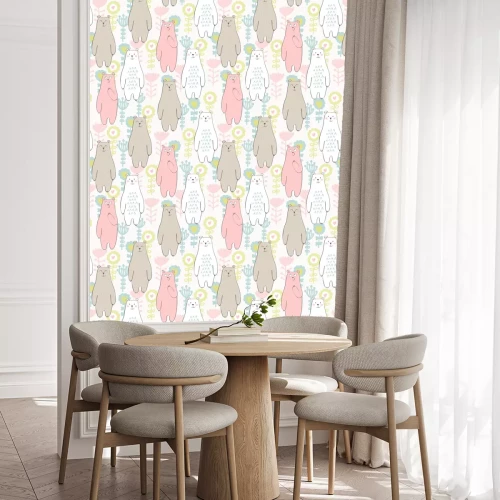 Behang Vector naadloos patroon met beer en bloemen