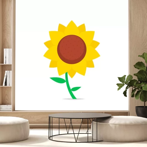 Sticker Minimalistische illustratie van een zonnebloem