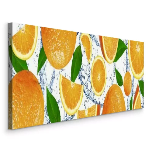 Canvas Sinaasappels en spatwater