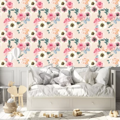 Behang Naadloze bruiloft bloemen