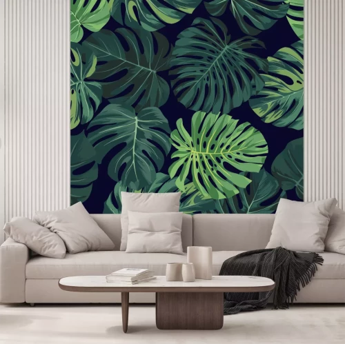 Fotobehang 3D jungle met bladeren