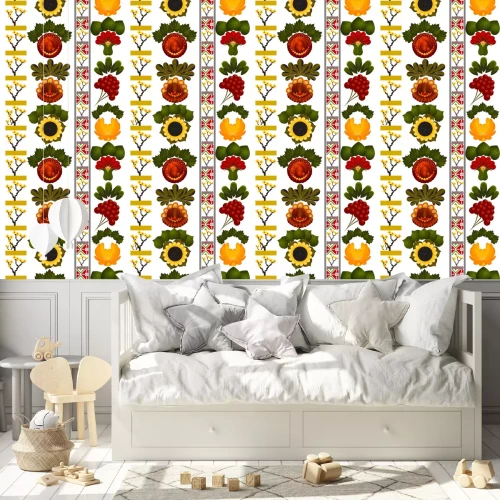 Behang Naadloos bloemenpatroon met elementen van het schilderen Petrikov